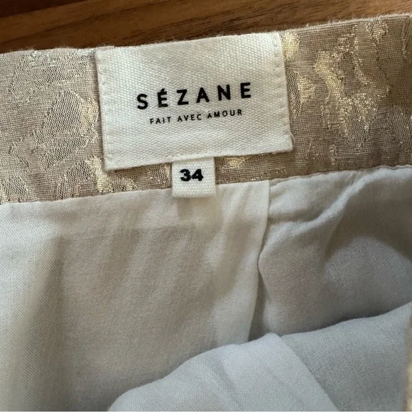 Sezane Jupe Alphonsine Golden Leopard Metallic Jacquard Mini Skirt size 2 - Picture 6 of 8